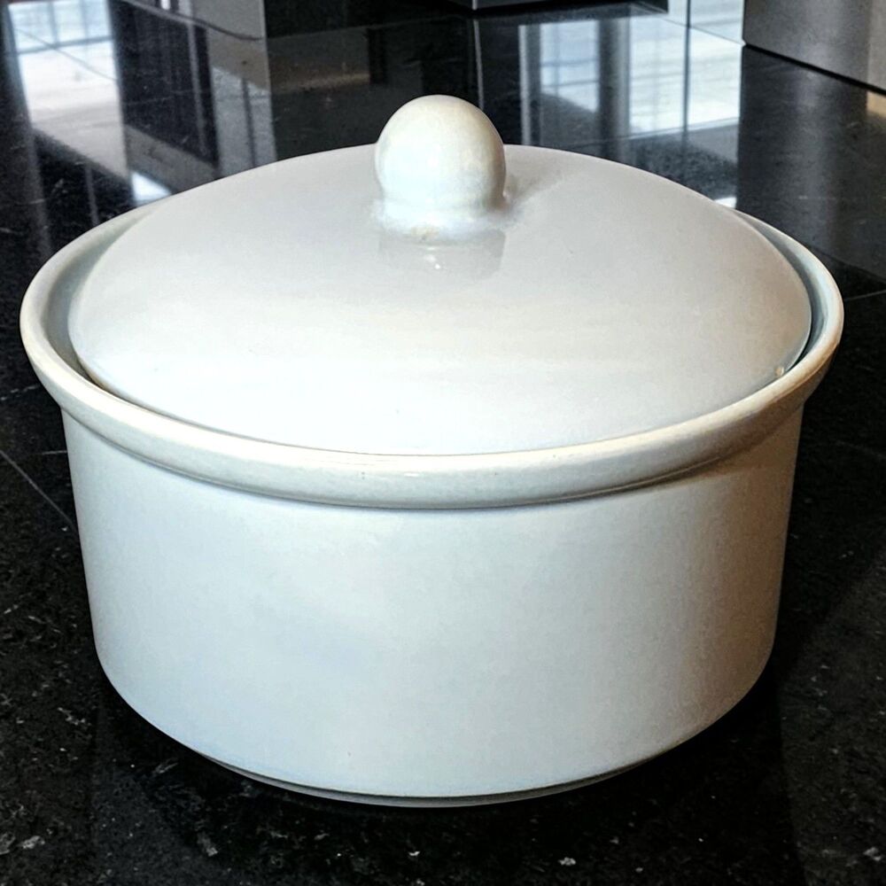 Vintage MCM Santa Anita Ware Blue Lidded Casserole Bowl California Pottery
